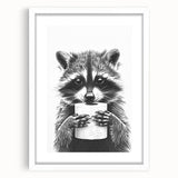 Adorable Raccoon Bathroom Wall Art - Black and White Bathroom Decor