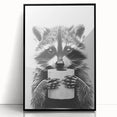 Adorable Raccoon Bathroom Wall Art - Black and White Bathroom Decor
