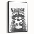 Adorable Raccoon Bathroom Wall Art - Black and White Bathroom Decor