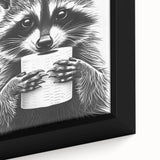 Adorable Raccoon Bathroom Wall Art - Black and White Bathroom Decor