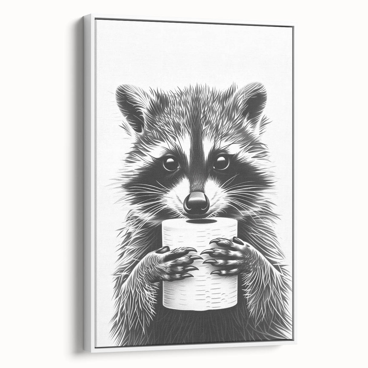 Adorable Raccoon Bathroom Wall Art - Black and White Bathroom Decor