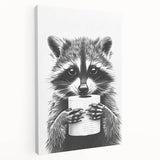 Adorable Raccoon Bathroom Wall Art - Black and White Bathroom Decor