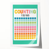 Learning Posters for Kids - Counting 1 to 100 Educational Wall Art