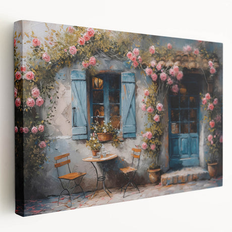 Paris skyline in muted gray and blue tones on stretched canvas, ideal for kitchen wall art.