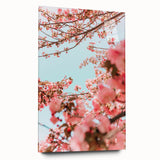 Large abstract wall art on acrylic glass depicting vibrant spring colors, ideal for bedroom or dining room decor.