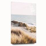 Large abstract wall art on acrylic glass depicting dynamic summer shades, ideal for bedroom or dining room decor.