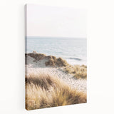 Large abstract summer-themed art on stretched canvas with vibrant orange and yellow tones, ideal for kitchen wall art.