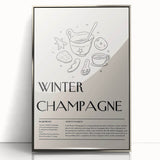 Mid-century modernist art depicting a winter scene in muted blue and white tones on a framed acrylic panel.