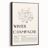 Black and white framed canvas featuring a winter landscape scene, ideal for bedroom wall decor.