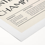 Art deco poster featuring a winter scene on rolled canvas, with cool blue and white tones, suitable for dining room wall art.