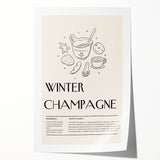 Extra large rolled print of winter floral art in muted blue and white tones, ideal for dining room wall decor.