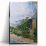 Large art print of Van Gogh's painting in silver frame, featuring vibrant blues and yellows, ideal for modern art wall decor.