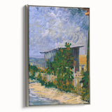 Side view of a framed canvas featuring Van Gogh-inspired landscape art with vibrant, colorful brush strokes.