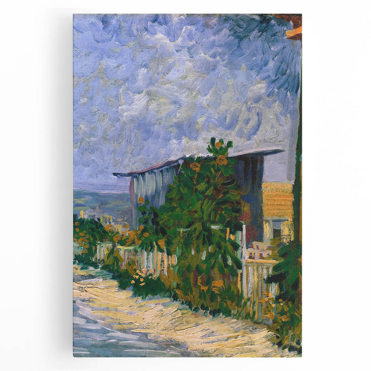 Black and white stretched canvas of Van Gogh's painting, ideal for kitchen wall art or bedroom decor.