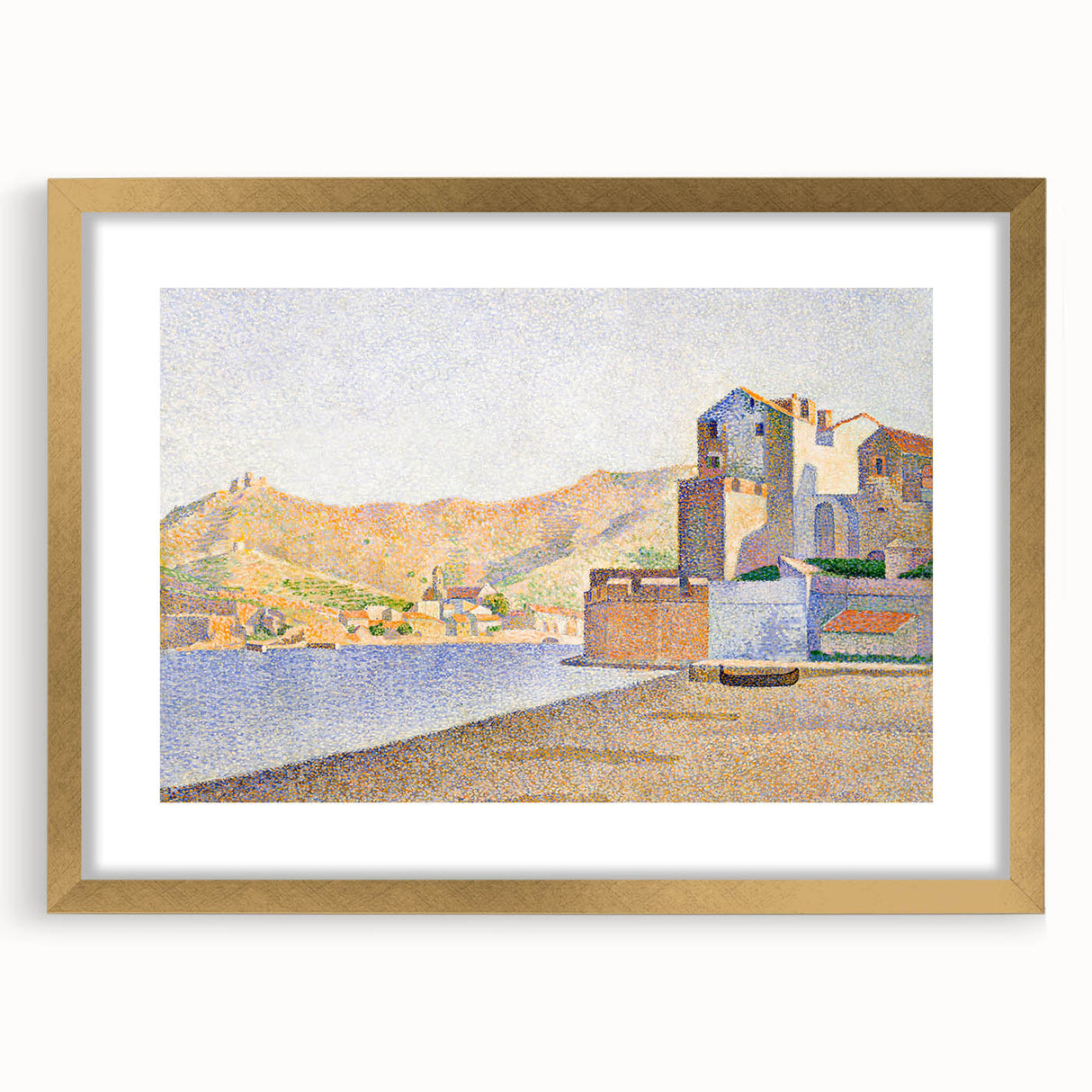 Modern Wall Art - Serene Pointillist Landscape of Coastal Town