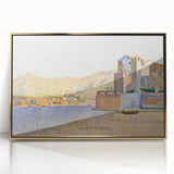 Modern Wall Art - Serene Pointillist Landscape of Coastal Town