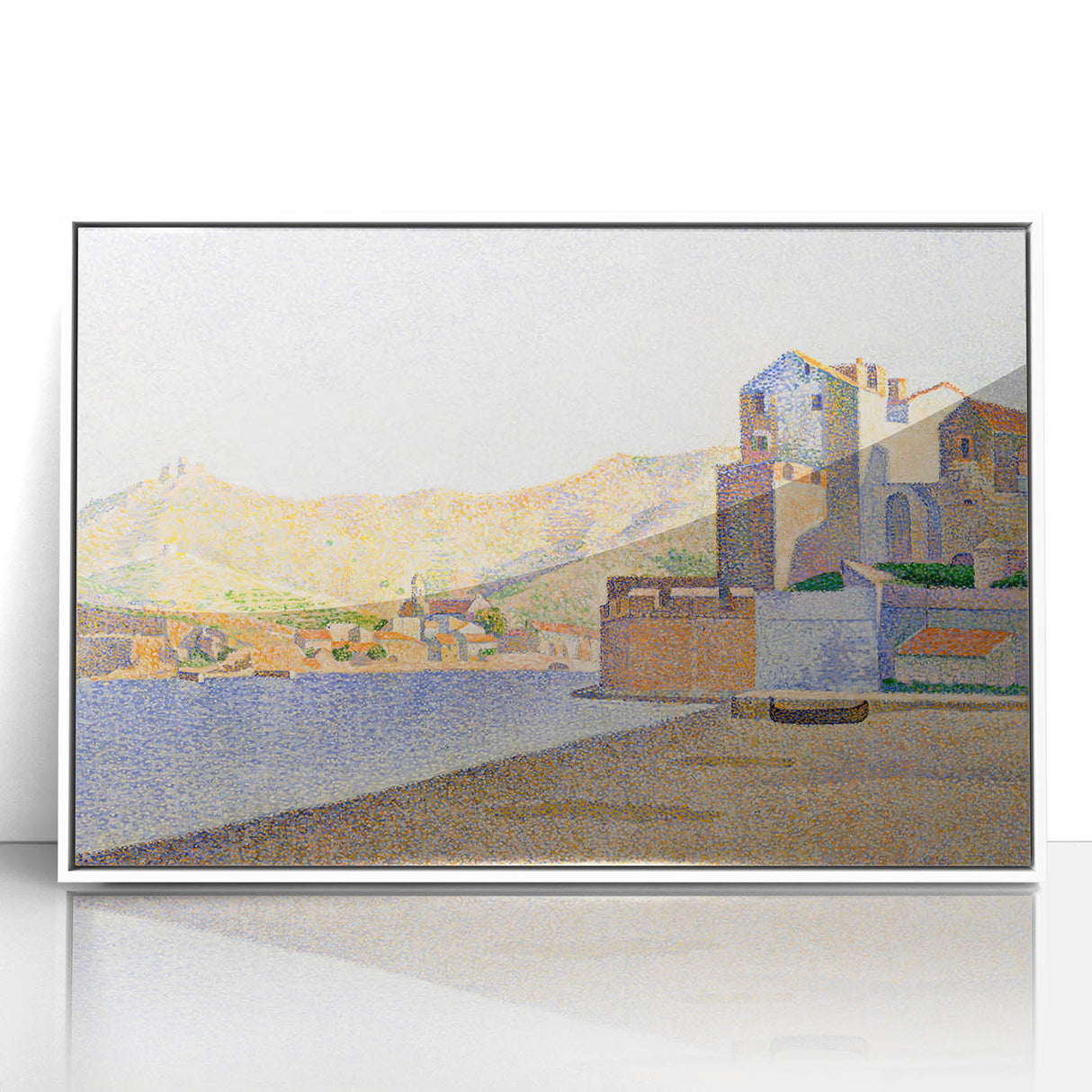 Modern Wall Art - Serene Pointillist Landscape of Coastal Town