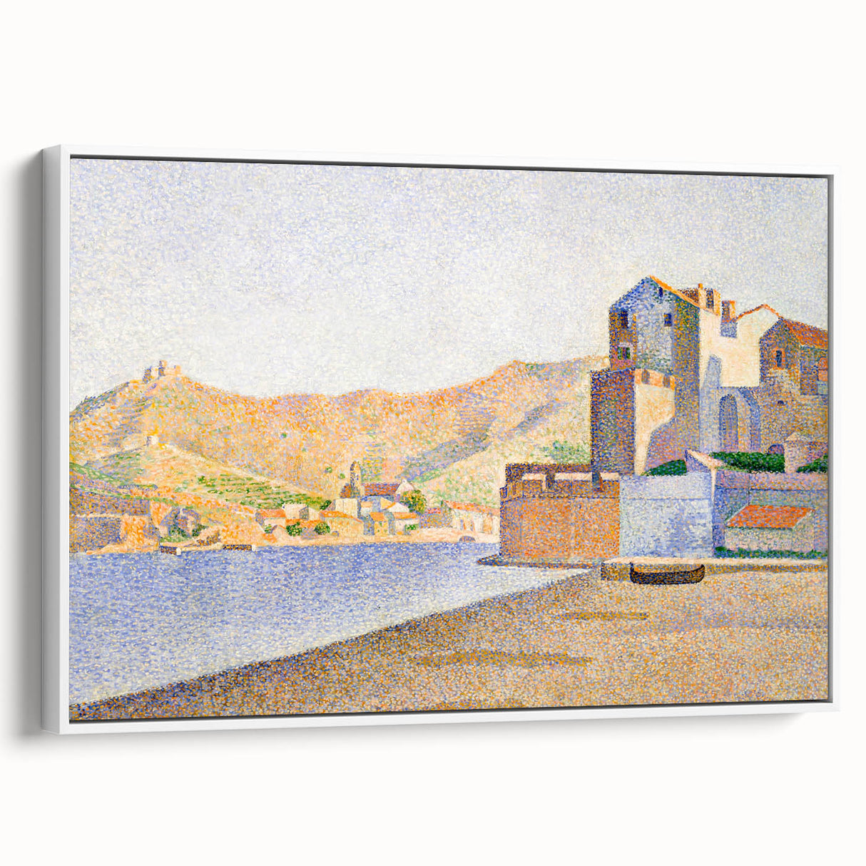 Modern Wall Art - Serene Pointillist Landscape of Coastal Town