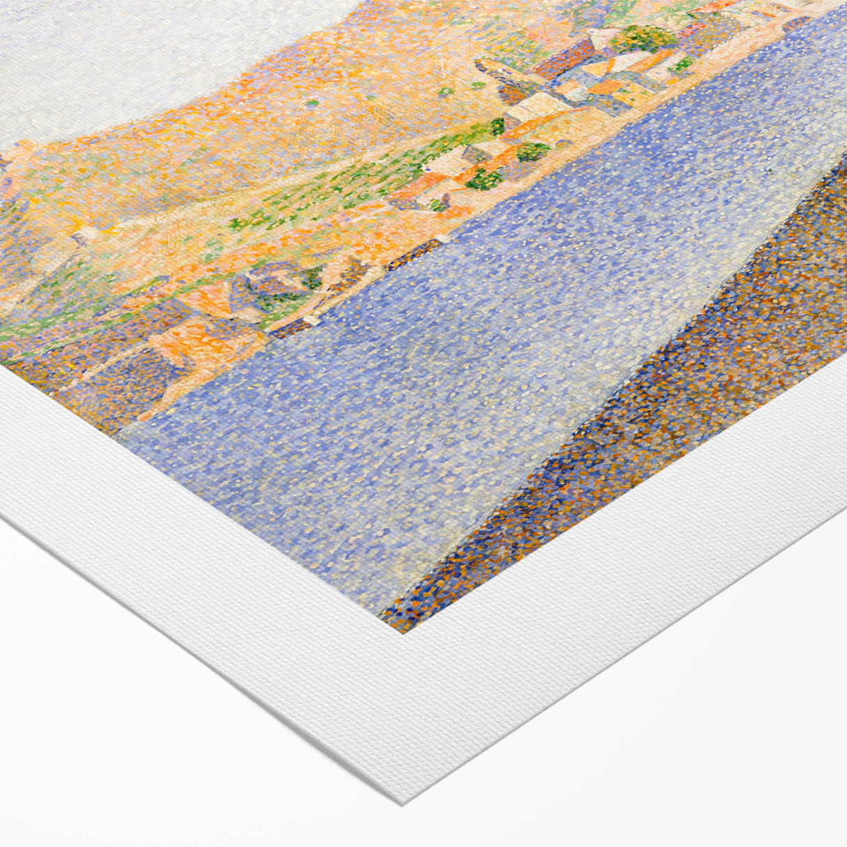 Modern Wall Art - Serene Pointillist Landscape of Coastal Town