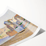 Modern Wall Art - Serene Pointillist Landscape of Coastal Town