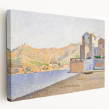 Modern Wall Art - Serene Pointillist Landscape of Coastal Town