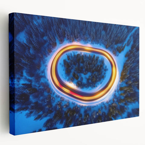 Loop of Light – Energetic Photography from Above in Winter Forest