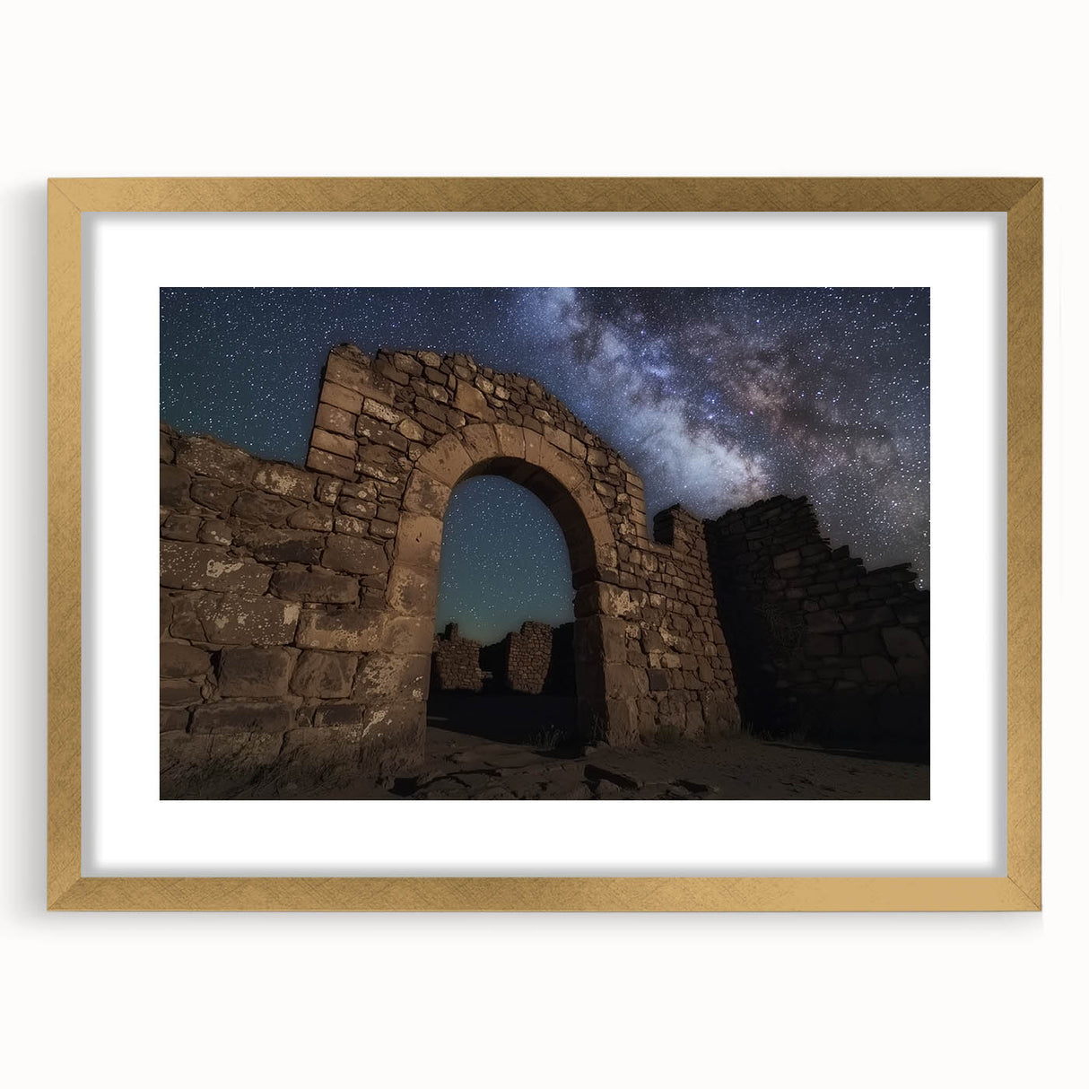 Elegant gold-framed landscape artwork featuring a majestic castle set against a serene backdrop, perfect for enhancing home decor with a touch of sophistication.