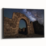 Framed canvas art showcasing a picturesque landscape with a majestic castle, set against a serene background, featuring a sleek black frame for modern decor. The image highlights rich colors and intricate details, perfect for adding elegance to any room.