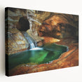 Stretched canvas artwork showcasing a stunning cave landscape in vibrant colors, ideal for home decor, adding depth and nature-inspired beauty to any room.