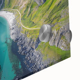 Vibrant acrylic landscape artwork depicting dramatic cliffs and ocean waves in a close-up view, showcasing intricate textures and colors for a stunning visual impact. Perfect for home decor enthusiasts seeking a coastal theme.