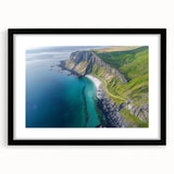 Framed landscape artwork showcasing dramatic cliffs in a black mat, ideal for home decor. The front view highlights the elegant design and craftsmanship.
