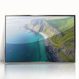 Framed acrylic wall art showcasing a stunning cliff landscape, featuring vibrant colors and intricate details, perfect for enhancing modern home decor.