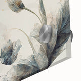 Soft Peach & Blue Floral Harmony - Elegant Living Room Wall Art
