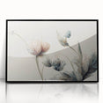 Soft Peach & Blue Floral Harmony - Elegant Living Room Wall Art