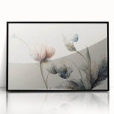 Soft Peach & Blue Floral Harmony - Elegant Living Room Wall Art