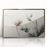 Soft Peach & Blue Floral Harmony - Elegant Living Room Wall Art