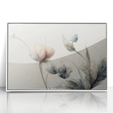 Soft Peach & Blue Floral Harmony - Elegant Living Room Wall Art