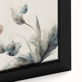 Soft Peach & Blue Floral Harmony - Elegant Living Room Wall Art