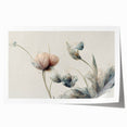 Soft Peach & Blue Floral Harmony - Elegant Living Room Wall Art