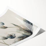 Soft Peach & Blue Floral Harmony - Elegant Living Room Wall Art