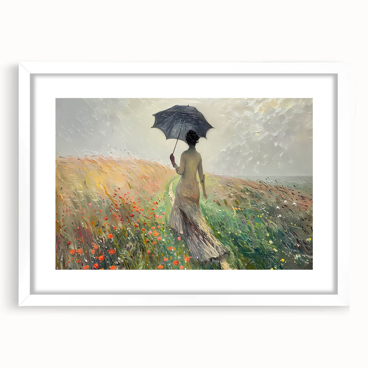 Elegant Rainy Stroll Office Wall Art – Modern Corporate Decor