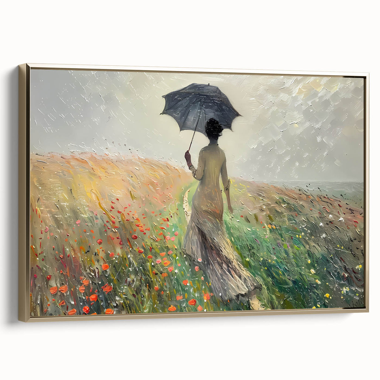 Elegant Rainy Stroll Office Wall Art – Modern Corporate Decor