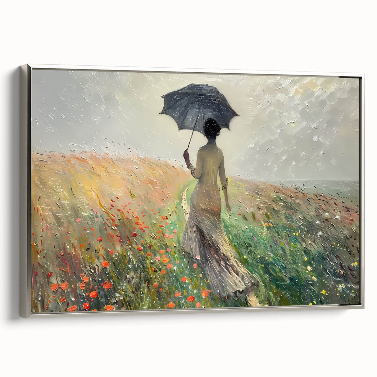 Elegant Rainy Stroll Office Wall Art – Modern Corporate Decor