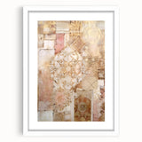 Abstract architectural wall art framed in white with a mat, showcasing geometric shapes and soft color gradients, perfect for modern home decor.