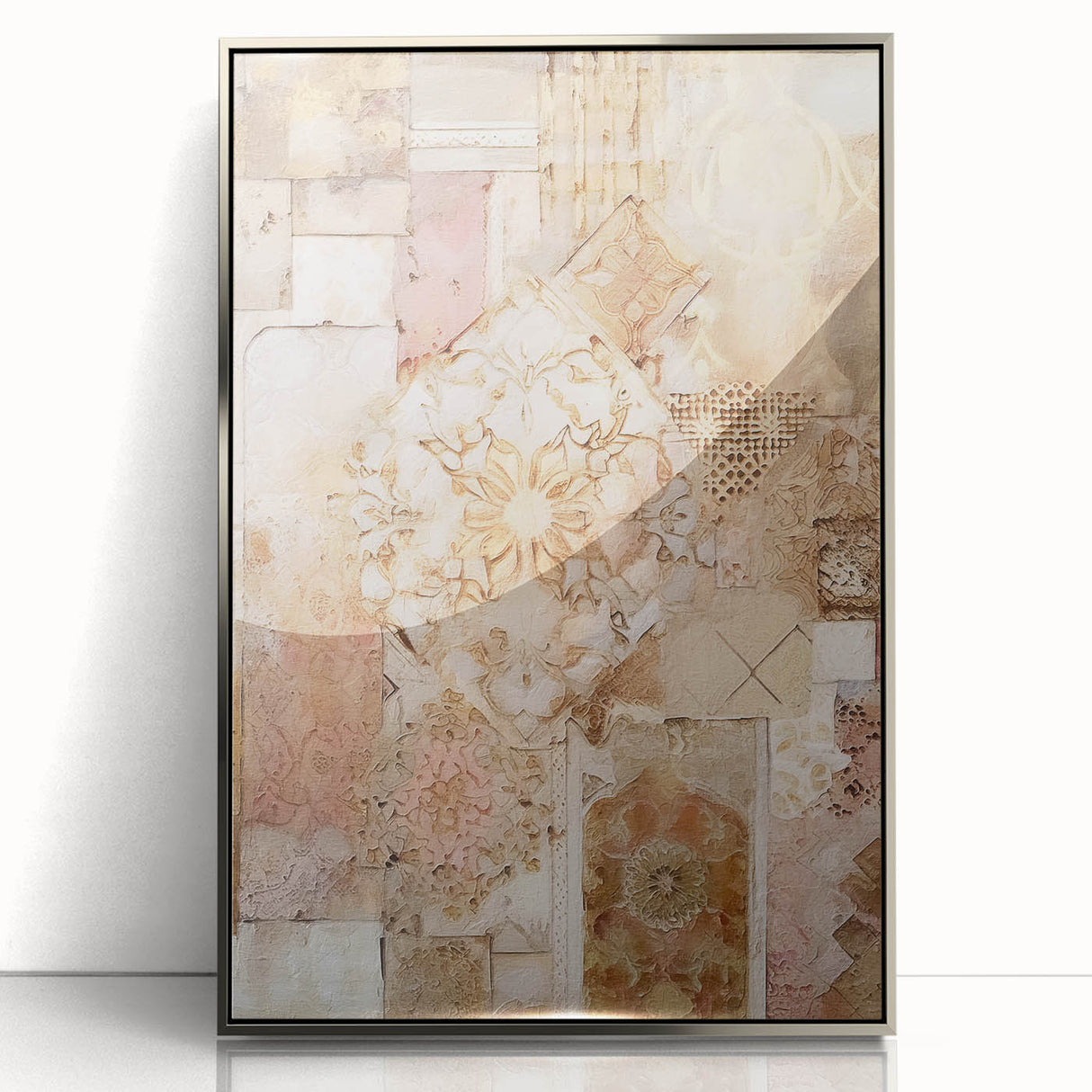 Framed abstract architecture wall art showcasing elegant silver tones and modern design, ideal for contemporary interior decor, enhancing living spaces with style.