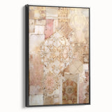 Framed wall art featuring an abstract architectural design with black and white geometric patterns, displayed from a side view, perfect for modern interiors.