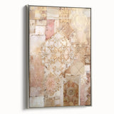 Framed abstract architecture wall art showcasing a silver color scheme, set against a modern interior backdrop, ideal for contemporary decor enthusiasts.