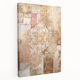 Stretched canvas wall art showcasing an abstract architectural design with vibrant colors and geometric shapes, perfect for modern interior decor.