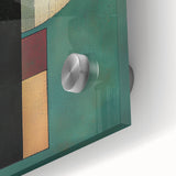 Abstract geometric design in vibrant colors on acrylic glass, showcasing intricate patterns and textures, ideal for modern home decor or art collectors.