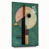 Abstract geometric acrylic glass art piece showcasing vibrant colors and sharp angles from a side view, ideal for modern home decor or office spaces.